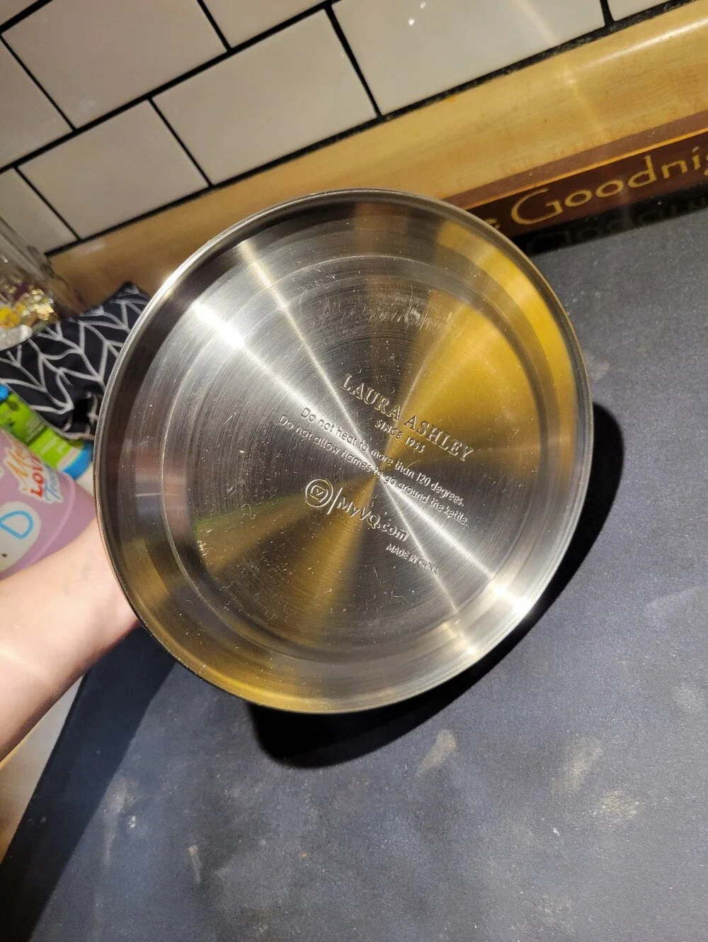 Laura Ashley China Rose Whistling Tea Kettle 10 Cup Stainless Steel Stovetop
